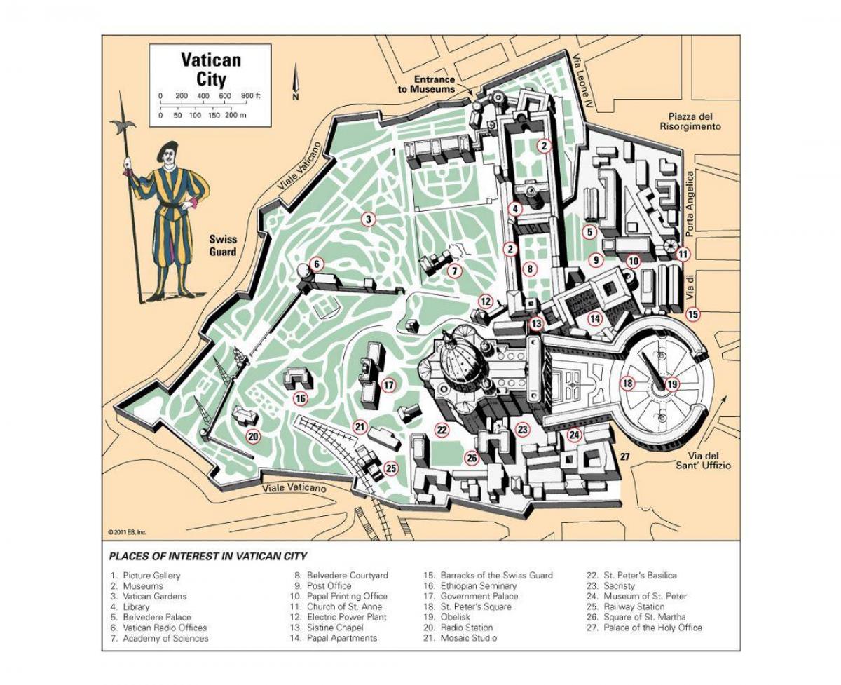 карта расположения музей Ватикана 